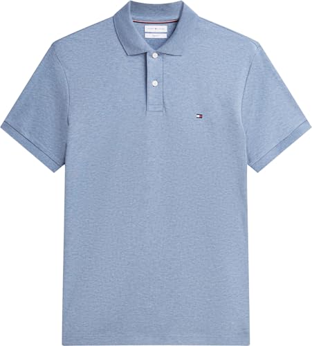 Tommy Hilfiger Herren Poloshirt Kurzarm Liquid Cotton mit Knopfleiste, Blau (Heathered Blue Bros B0802), L – Ansicht 5