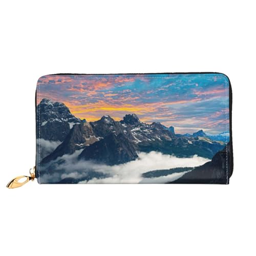 Portefeuille en cuir pour femme avec fermeture éclair robuste design alpin
