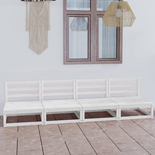 QJBSAVVA Gartensofa 4-Sitzer Weiß Massivholz Kiefer 70x70 cm Modular...