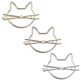 Lux Accessories Tri Color Mix Metal Cat Kitty Novelty Hair Clip barrette Set (3pc)
