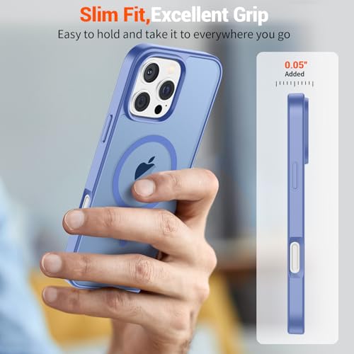 Image of SUPFINE Magnetic for iPhone 16 Pro Case (Compatible with MagSafe) (Military Grade Drop Protection) Slim Translucent Matte Shockproof with Anti-Fingerprint Phone Case,Blue Purple
