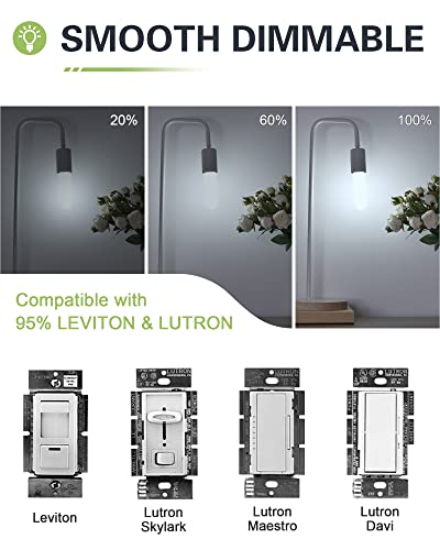 Milky Glass T10 Led Bulb 40W Equivalent, Daylight White 5000K, Dimmable E26 Led Tubular Edison Light Bulbs 4W Tube Led Bulbs, 400Lm Led Filament Bulb For Chandelier, Desk Lamp, Pendant Lights, 4 Pack #TOP5