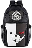 Roffatide Anime Danganronpa Monokuma Print Schoolbag Oxford Daypack Laptop Backpack Black
