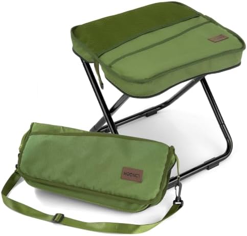 MOONCY Klapphocker Faltbar aus Aluminium, 40 × 37,5 × 39 cm, Extra Großer Falthocker bis 135 kg Belastbar, Leichter Campinghocker für Wandern, Angeln und Outdoor, Grün