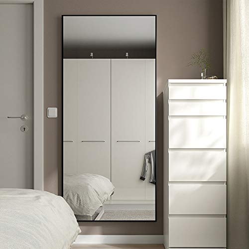 Conguiliao Full Length Mirror, 65" × 24" Standing Body Mirror, Large Floor Mirror, Full Standing Mirror, Standing Hanging Or Leaning, Wall-Mounted Mirror Dressing Mirror, Aluminum Alloy Frame, Black #TOP3