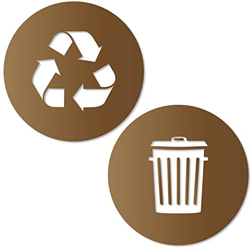 Image of Recycle and Trash Sticker Logo Style 2 (23in x23in) Symbol to Organize Trash cans or Garbage containers and Walls - XLarge Copper Metallic Vinyl Decal Sticker