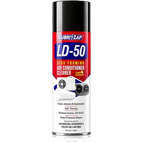 Image of Lubrizap LD-50 AC Foam Cleaner Spray for Split, Window AC & Car AC | Cleans Coils, Vents & Ducts | Removes Dust, Mold, Odors & Bacteria | Restores Cooling & Fresh Lemon Air | 200ml | Formulation 100X