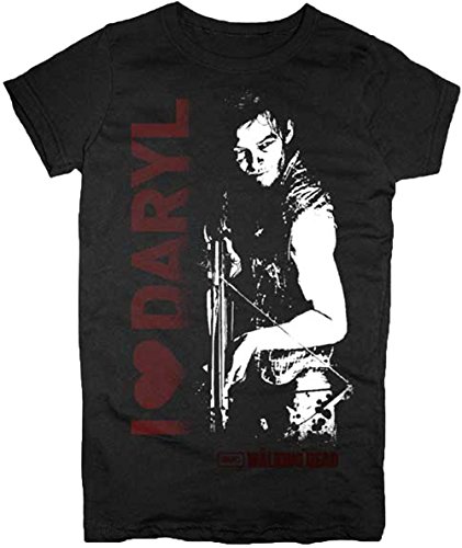 Gerlernt The Walking Dead I Heart Daryl Juniors Black T shirt