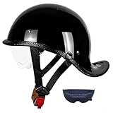Materiale di alta qualità: nuovissimo casco retrò con calotta composita rinforzata in ABS, strato tampone in EPS ad alta densità, bordo integrato, tripla protezione, antiforatura, antiurto, protezione efficace.