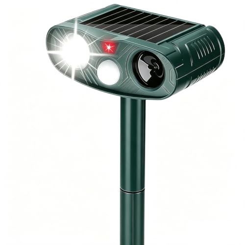 Katzenschreck Ultraschall, Solar Tiervertreiber Katzenabwehr, Wasserdicht, Ultraschall Abwehrmittel Hundeschreck mit LED Bewegungsmelder für Katzen, Hunde, Mäuse, Vögel, Mardern