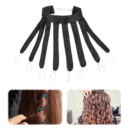 FURREN Rizador Pelo Sin Calor Heatless Hair Curlers Pulpo para Rizar El Pelo Ondulador de Pelo Sin Calor Rizador de Pelo Durante La Noche Ondas Sin Calor Pelo Largo, Herramientas de Peinado(Negro)