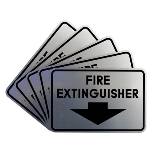 Image of Signs ByLITA Classic Framed Fire Extinguisher (Brushed Silver) - Small 5 Pack