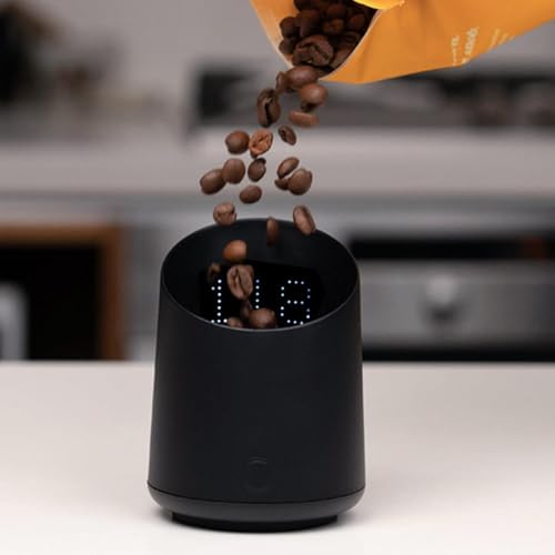 Báscula de café con taza dosificadora, capacidad recargable USB-C de 60 g, pantalla LED oculta para medición de expreso y líquidos, diseño compacto fácil de transportar