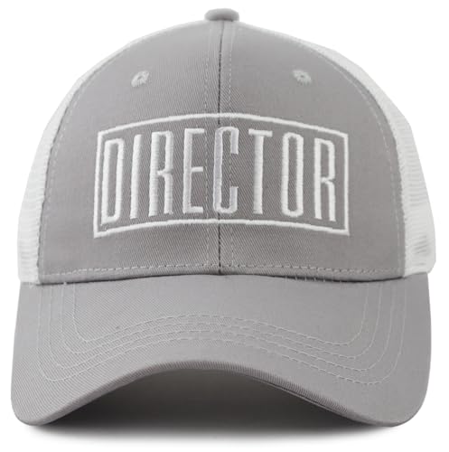 Director Gifts for Women Men, Director Filmmaker Trucker Hat for Dad Mom, Aspiring Filmmakers Mesh Snapback Baseball Cap, Birthday Gift for Papa Mama Grey