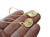 ✿ ESPIRAL MAYA MÉXICO EN COLORES DE ORO ✿ pendientes largos en oro, ganchos largos, pendientes en espiral