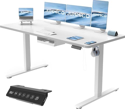 JUMMICO Elektrischer Höhenverstellbarer Schreibtisch – 120x60 Cm, Mit Memory-Funktion, Verstellbar Von 71–119 Cm, Beige