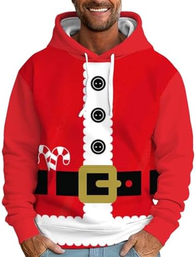 Felpa Da Uomo Maglione Natalizio, Felpa Senza Cappuccio Uomo Stampato