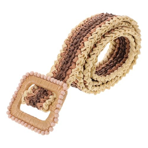 FRCOLOR Wide Woven Belt: Decorative Raffia Waistband for Women Boho Adjustable Waist Belt for Dresses for Travel Gatherings and Everyday Style