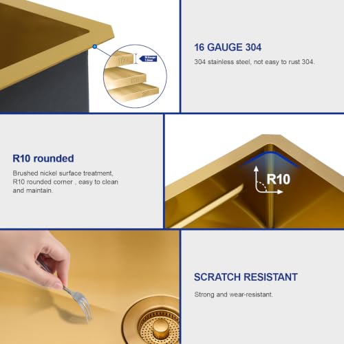 Dcolora 30"x19" Gold Undermount Stainless Steel Kitchen Sink Workstation by Dcolora - Used condition - Image 6