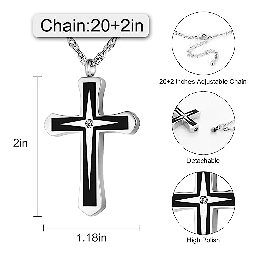 XIUDA Cross Urn Necklaces for Ashes Crystal Cremation Pendant Urns for Human Ashes Memorial Keepsake Cremation Jewelry for Men Women2