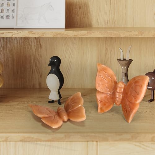 Estatua Mariposa de Calcita Naranja 3.3 pulg tallada a mano miniatura 5