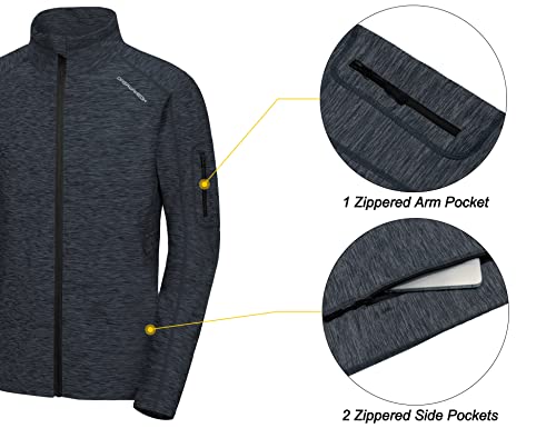 Dasawamedh Jaqueta masculina esportiva de corrida com zíper completo para treino e fitness, R1. Pret