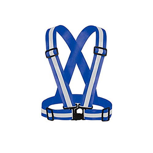 Mintice Azul reflexivo seguridad Seguridad chaleco de alta visibilidad engranaje raya chaqueta brillante deporte chaleco cinturón cuerpo ropa de correr ajustable advertencia