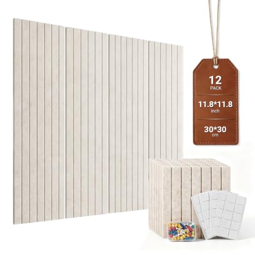 Felt Bulletin Board for Wall Decor 48" * 36”, 12 Pack Bulletin Cork Board for Classroom, Office Decor, Home, Pin Boards Tiles Alternative with 60 Adhesive Tabs & 50 Pushpins (Light Camel) - FURRELOR