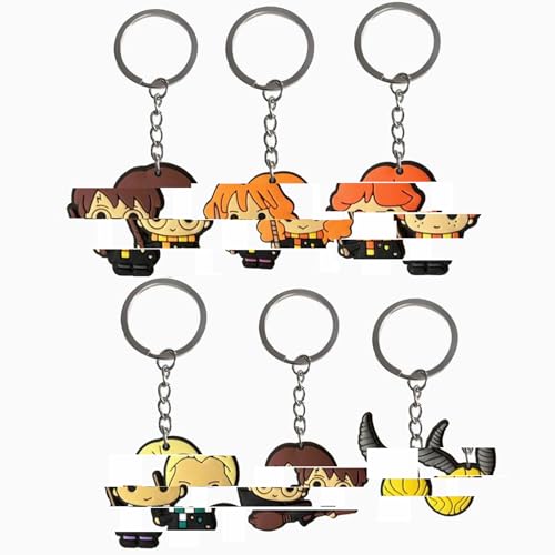 Image of 6Pcs Keychain, Magical Gift Set for Students and Fans, Soft Rubber Key Rings with Popular Characters, Matching Keychain Collection for Bags and Backpacks