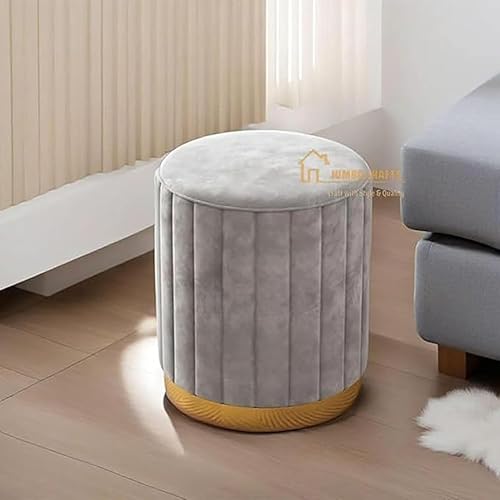 Image of Mudda Pouf Round Sitting Foot Stool for Office Room Decor, Upholstered Pouffe Puffy for Foot Rest, Ottoman Stool for Living Room Sitting Pouffes - (Grey Set of 2)