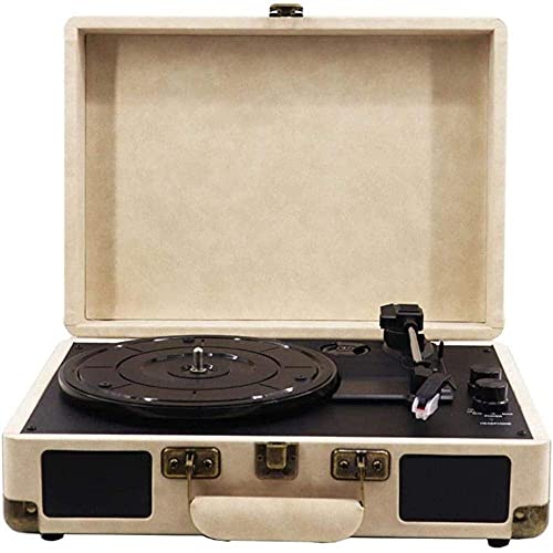 XXSHN Grammofono, personalità Semplice Beige Cuoio dell'unità di Elaborazione Multi-Funzione Bluetooth Lettore di Fonografo in Legno Retro Disco in Vinile Macchina Parlor Ornamenti Regalo