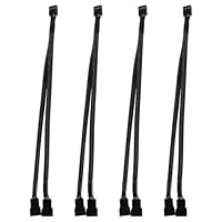 AITRIP PWM-Lüfter-Splitterkabel 1 zu 2 Konverter, schwarzes Gehäuse-Lüfter-Splitterkabel, Gehäuse-Lüfterstrom-Duplikator-Konverter, dualer Gehäuse-Lüfterstrom-Adapter, 10,6 Zoll (4Pack)