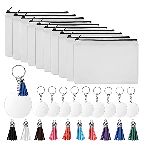 Glayent 10 Piezas Bolsas en para SublimacióN, Bolsas Maquillaje Transferencia DIY, Estuche BolíGrafo Lona con Cremallera Transferencia Hierro para Mujeres y NiñOs