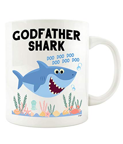 Godfather Shark Coffee Mug From Godchild Goddaughter Godson Daughter For Men - God Dad Uncle Baptism Proposal Funny Fathers Day Cup Whizk 11 oz XSK0012