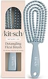 Kitsch Hair Brush Detangler – Flexi Flow Hair Brush for Women, Men & Kids | Detangling Brushes for Curly Hair with Bendable Frame, Bounce Curl Defining Brush for Wet or Dry Strands - Haze Blue
