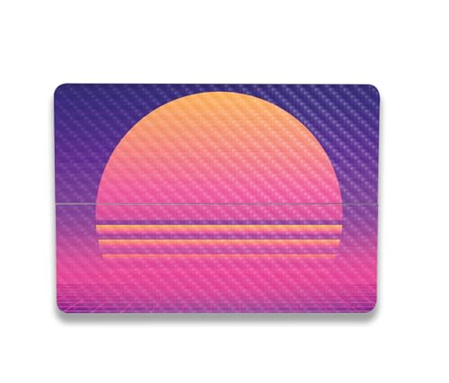 Image of MightySkins Carbon Fiber Skin Compatible with Microsoft Surface Laptop Studio 2 (2023) Full Wrap Kit - Synthwave Sunset | Protective, Durable Textured Carbon Fiber Finish | Made in The USA