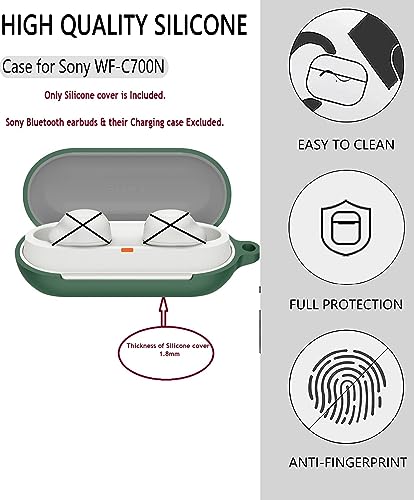 Image of Silicone Cover Compatible with Sony WF C700N Case, Soft, Shockproof (Fits only Sony WF-C700N Earbuds case, Bluetooth Earbuds & Charging case not Included) - Dark Green