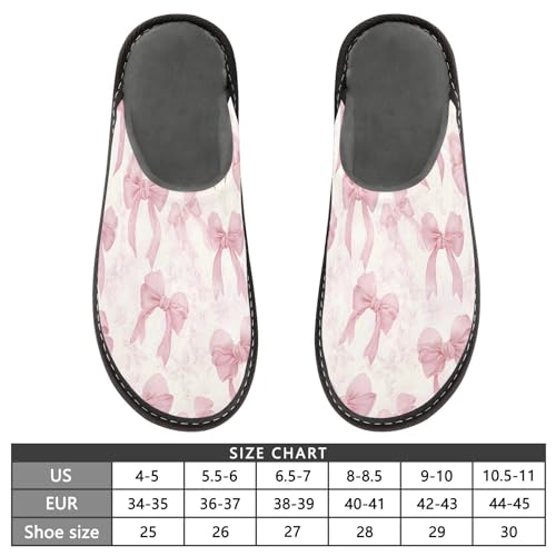 Slippers for Women Bow Knot Pink Pattern Soft Winter Warm Shoes Indoor Outdoor Non-Slip House Travel Slippers 5
