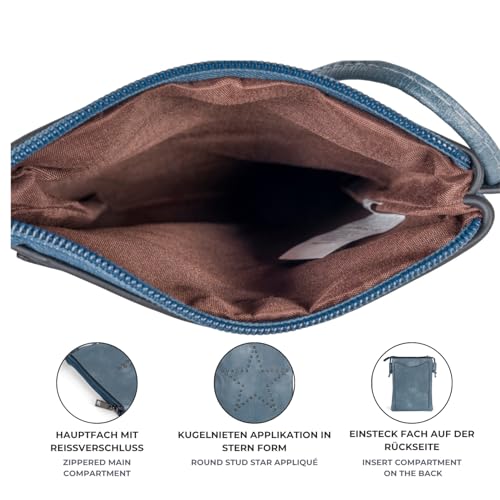 styleBREAKER Mini Bag Umhängetasche mit Nieten in Stern Form, Schultertasche, Handtasche, Tasche, Damen 02012235, Farbe:Blau