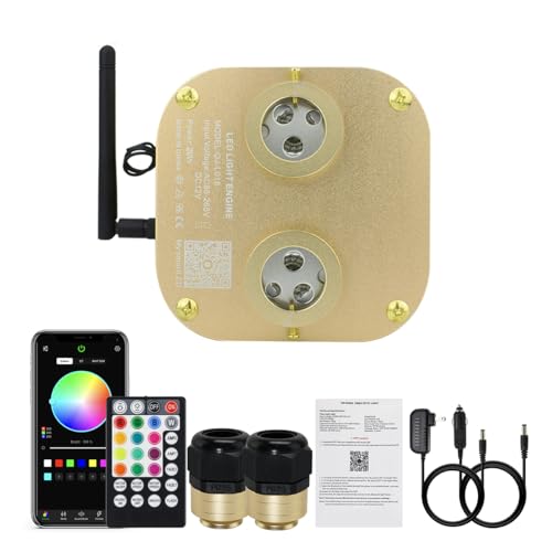 Image of AKEPO 20W Dual-Head Twinkle Fiber Optic Light Box, APP Control Twinkle Light Engine Music Activated with 28-Key Remote for Headliner Starlight kit