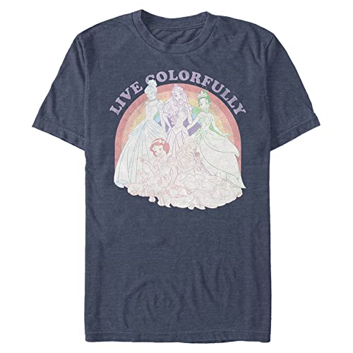 T-Shirt Disney Princesse Homme Bleu Marine grande taille 3XL arc-en-ciel en coton