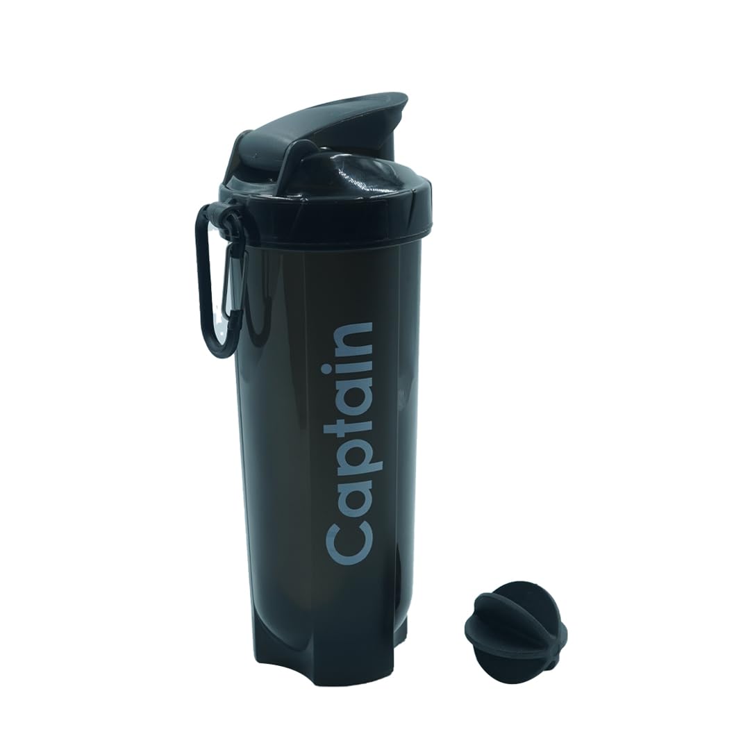 Captain Lead to Win CALORIE Shaker Sipper Bottle With Whisk Ball, 100% Leakproof, Bpa Free Protein Shaker Bottle,Gym bottle (BLACK)-image-29