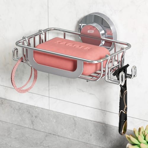 Image of TAILI Soap Dish, Bar Soap Holder Suction Cup, Stainless Steel Sponge Holder