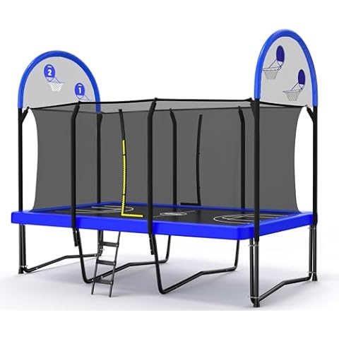 Zupapa 1500LBS Weight Capacity Rectangle Trampoline 10x17FT 9X15FT 8X14FT Outdoor Square Gymnastics Trampolines for Kids Adults Long Large Bid Rectangular Tumbling Trampolin Cover