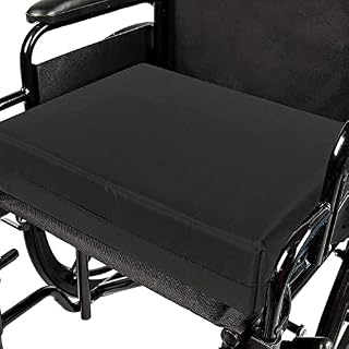 Brillars® Wheelchair Cushion Foam Ergonomic Posture Seat Pads Comfort Car Hip, Tailbone Support Pressure Sore Relief Office Chairs, Car Seats Vinyl Wipeable Black Cover (16" x 16" x 2")