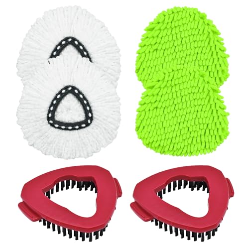 Mop Heads Replacement for Ocedar, Mop Replace Head for Ocedar EasyWring 1 Tank, Microfiber Spin Mop Refills, Include 4 Spin Mop Replacement Head Deep Cleaning Machine Washable with 2 Scrubber Mop Head