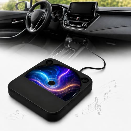 JANSION Portable Car CD Player Plug & Play CD Player for Car Anti-Skip USB & AUX Compatible Works with Laptop/Desktop/TV(Black)