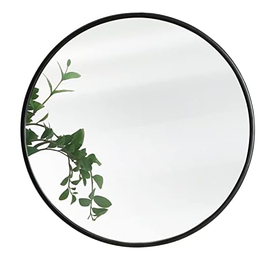 Round Mirror, Black Round Mirror 30 Inch, Round Wall Mirror, Round Bathroom Mirror, Circle Mirrors for Wall, Metal Framed Mirror for Bathroom, Vanity, Bedroom, Entryway, Hallway