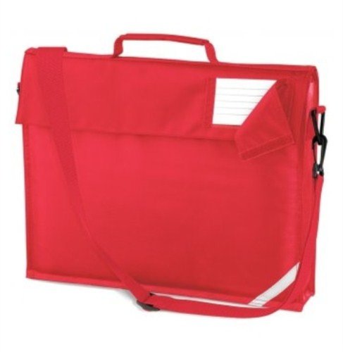 Quadra Book Bag with Strap, Bright Red, One Size