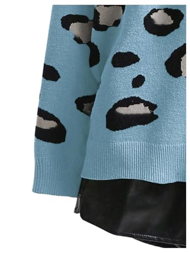 Image of WDIRARA Women's Leopard Tiger Print Cardigan V Neck Long Sleeve Color Block Button Down Sweater Outwear